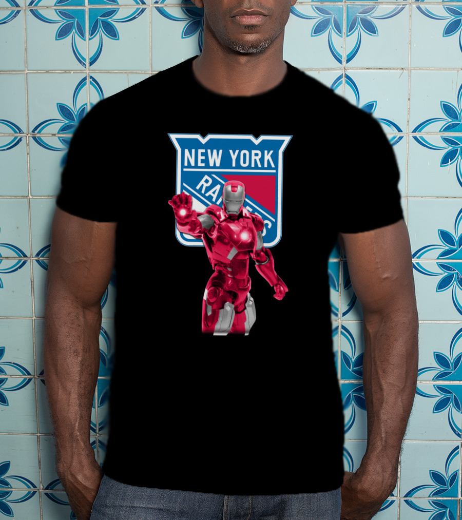 Iron Man Marvel New York Rangers Crossover With Iconic Hockey T-Shirt