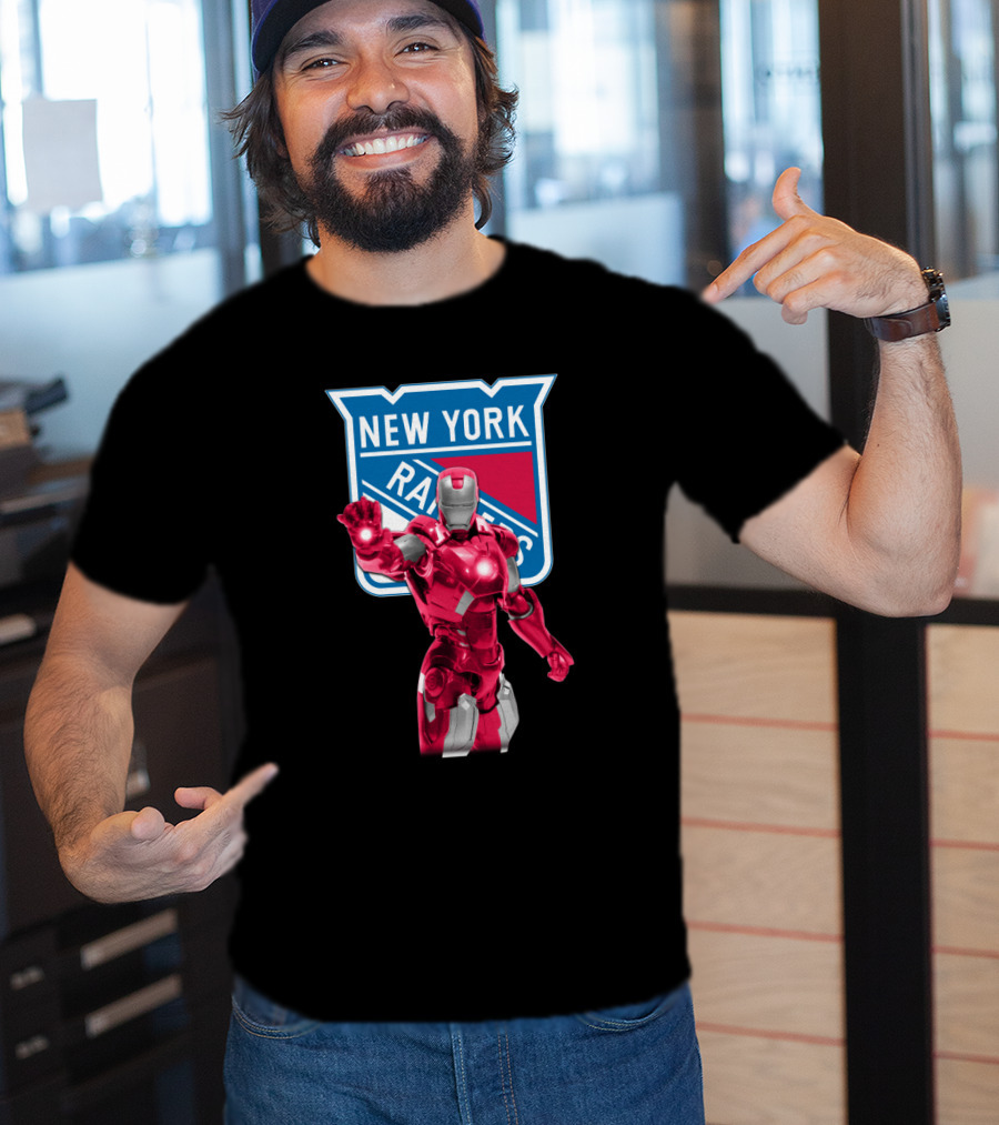 Iron Man Marvel New York Rangers Crossover With Iconic Hockey T-Shirt