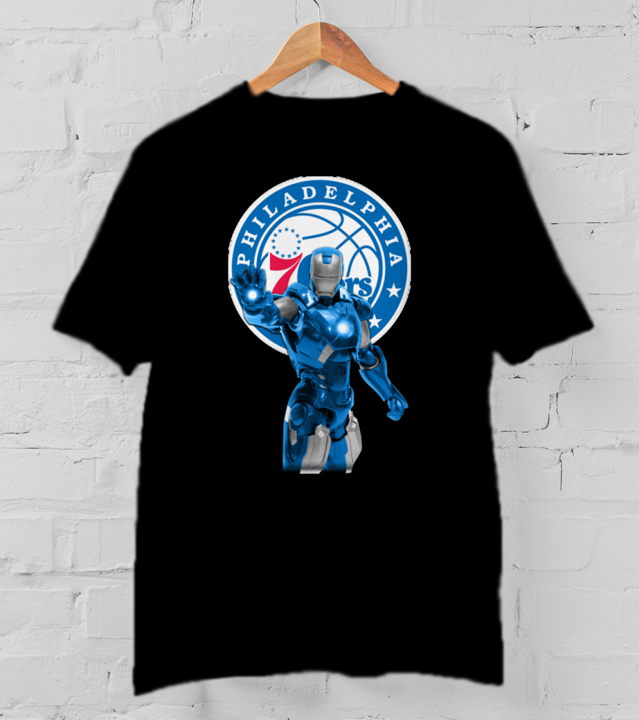 Iron Man Philadelphia 76ers Basketball Crossover Fans T-Shirt