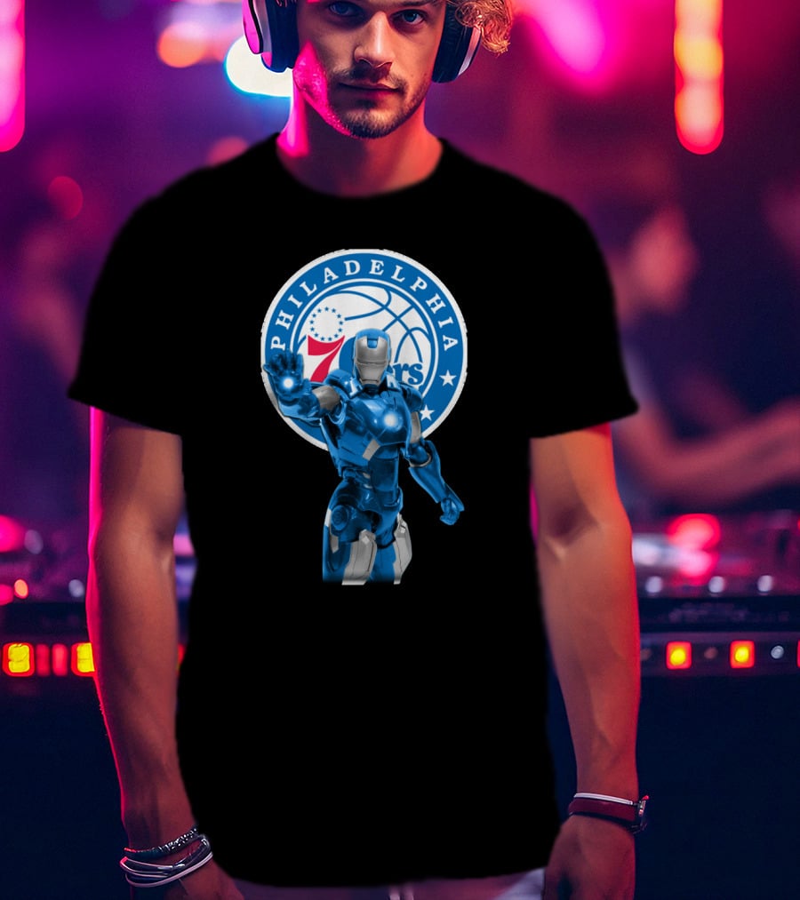 Iron Man Philadelphia 76ers Basketball Crossover Fans T-Shirt