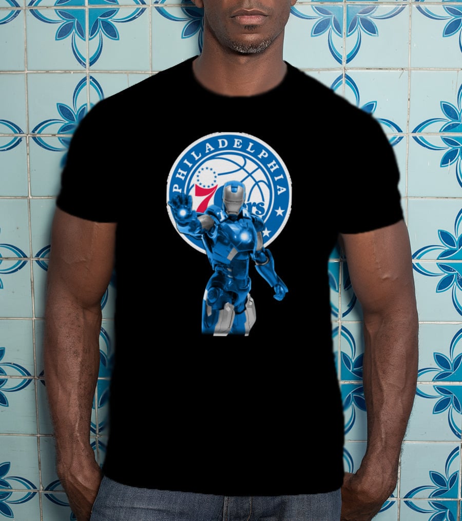 Iron Man Philadelphia 76ers Basketball Crossover Fans T-Shirt