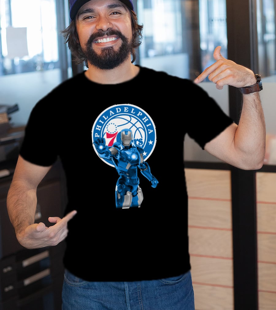 Iron Man Philadelphia 76ers Basketball Crossover Fans T-Shirt