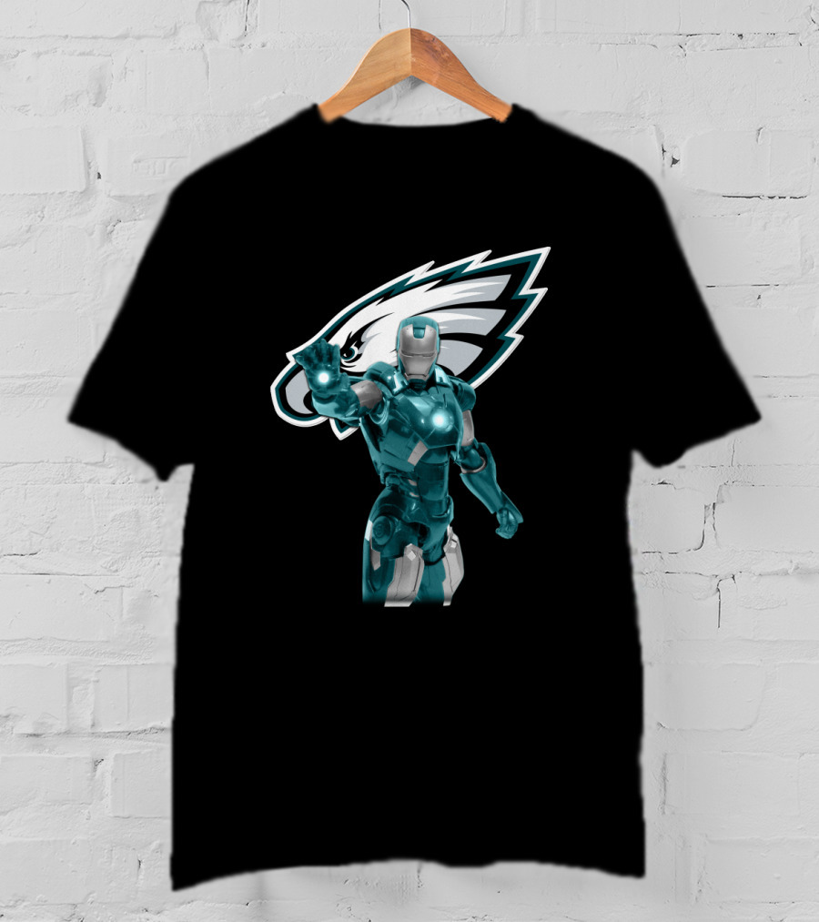 Iron Man Philadelphia Eagles Fans Marvel Team Crossover T-Shirt