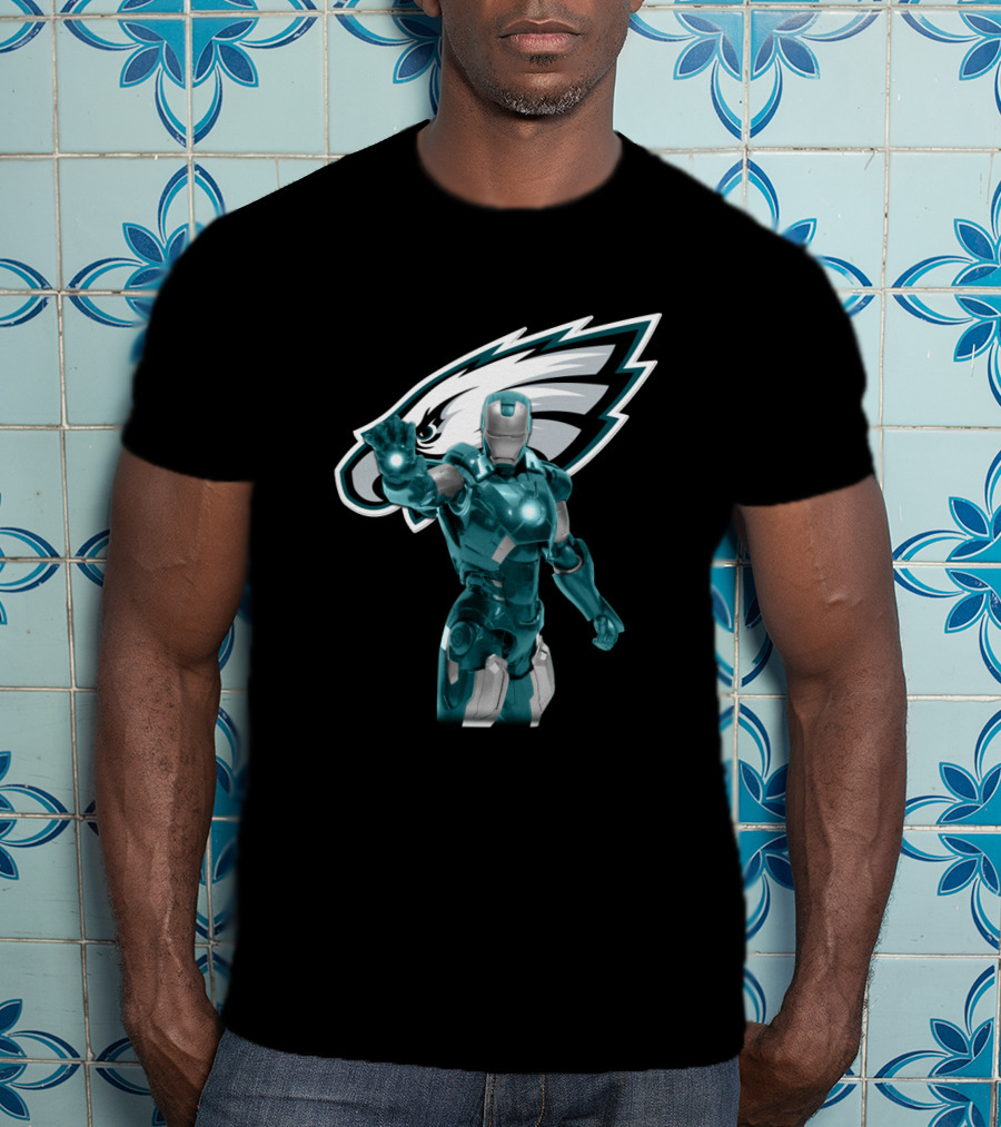 Iron Man Philadelphia Eagles Fans Marvel Team Crossover T-Shirt