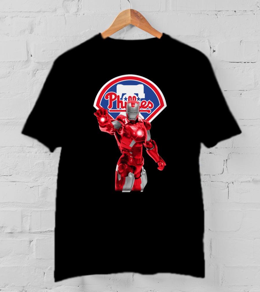 Philadelphia Phillies Iron Man Crossover MLB Superhero Fusion T-Shirt