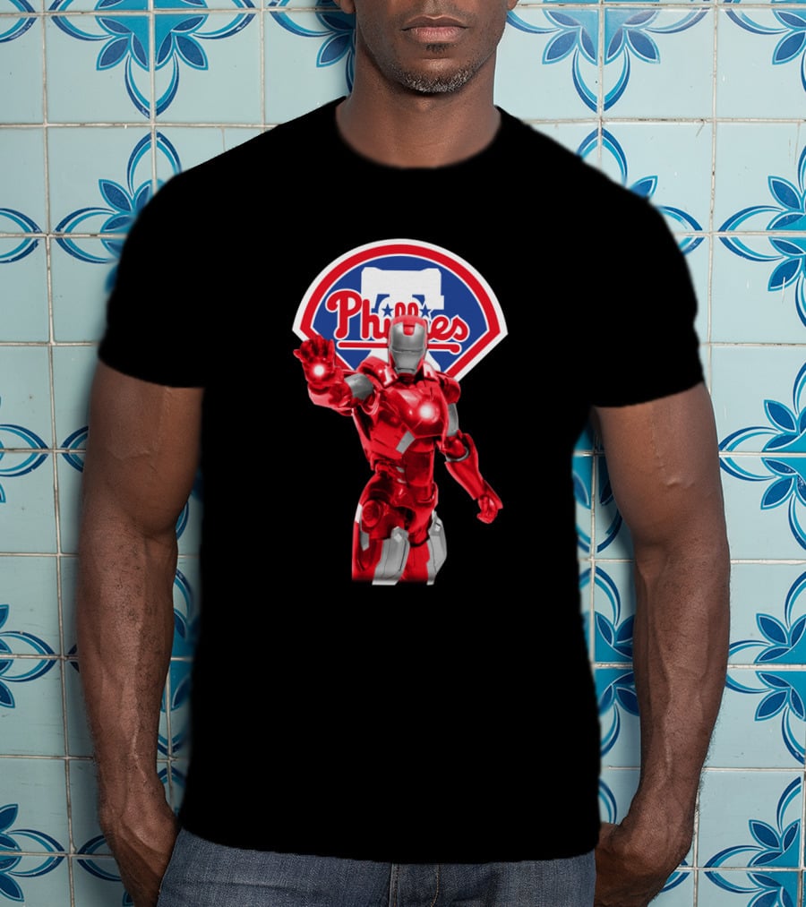 Philadelphia Phillies Iron Man Crossover MLB Superhero Fusion T-Shirt