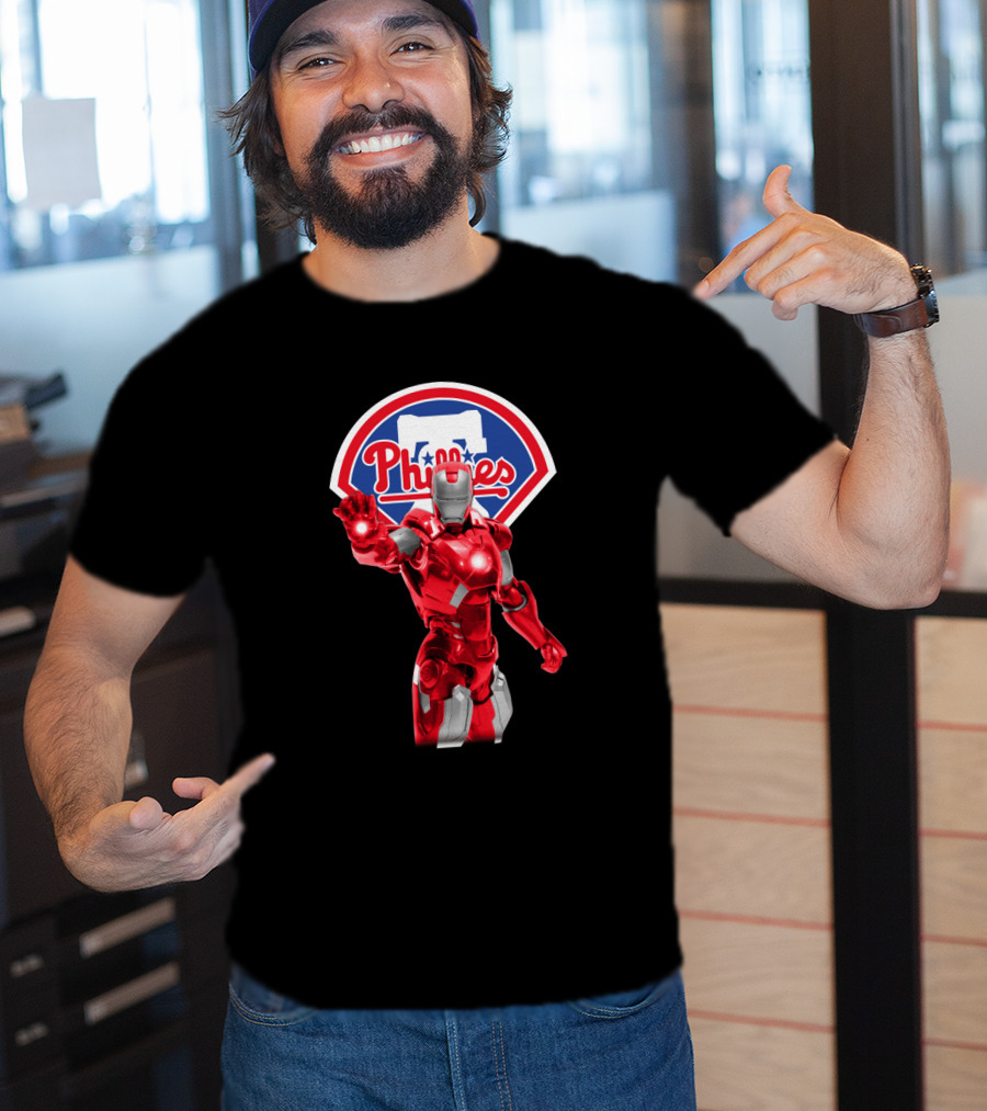 Philadelphia Phillies Iron Man Crossover MLB Superhero Fusion T-Shirt