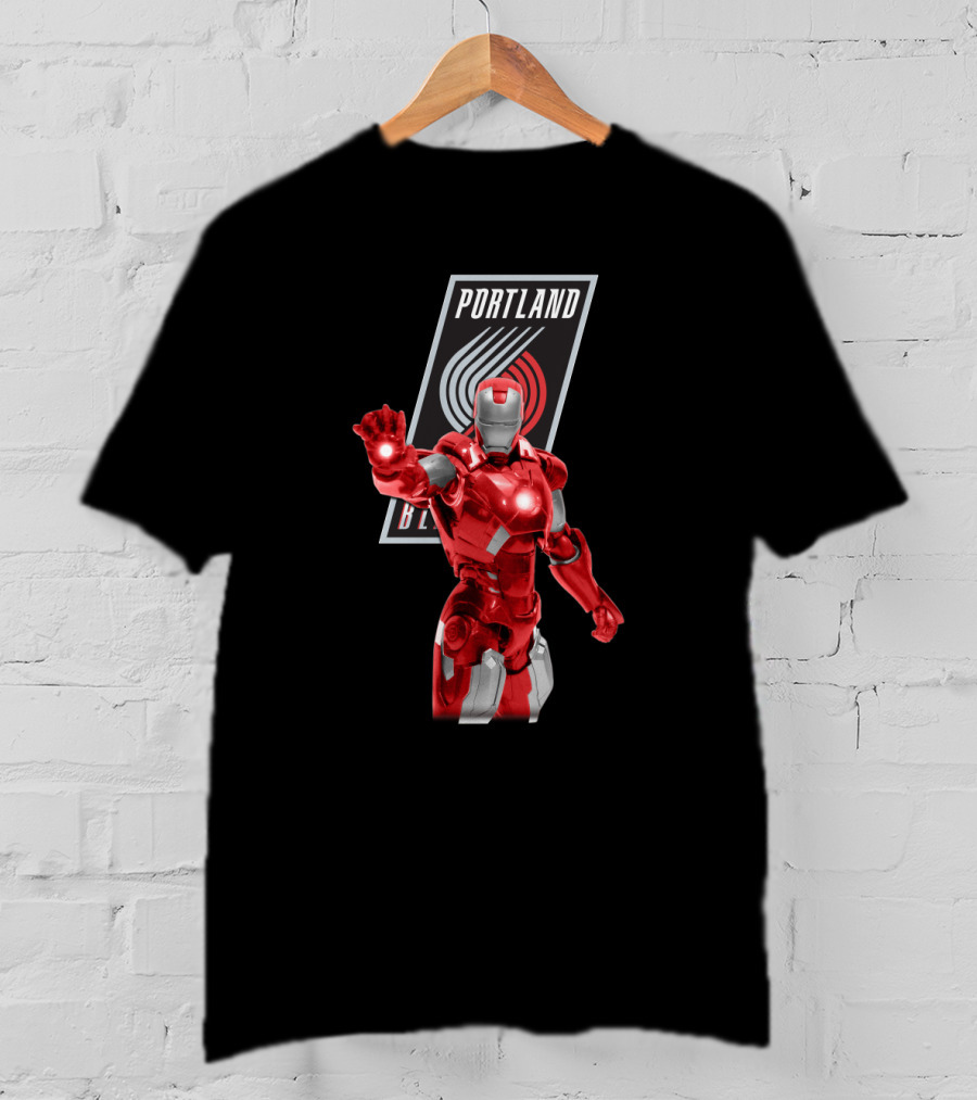 Portland Trail Blazers Iron Man Marvel Crossover Fan T-Shirt