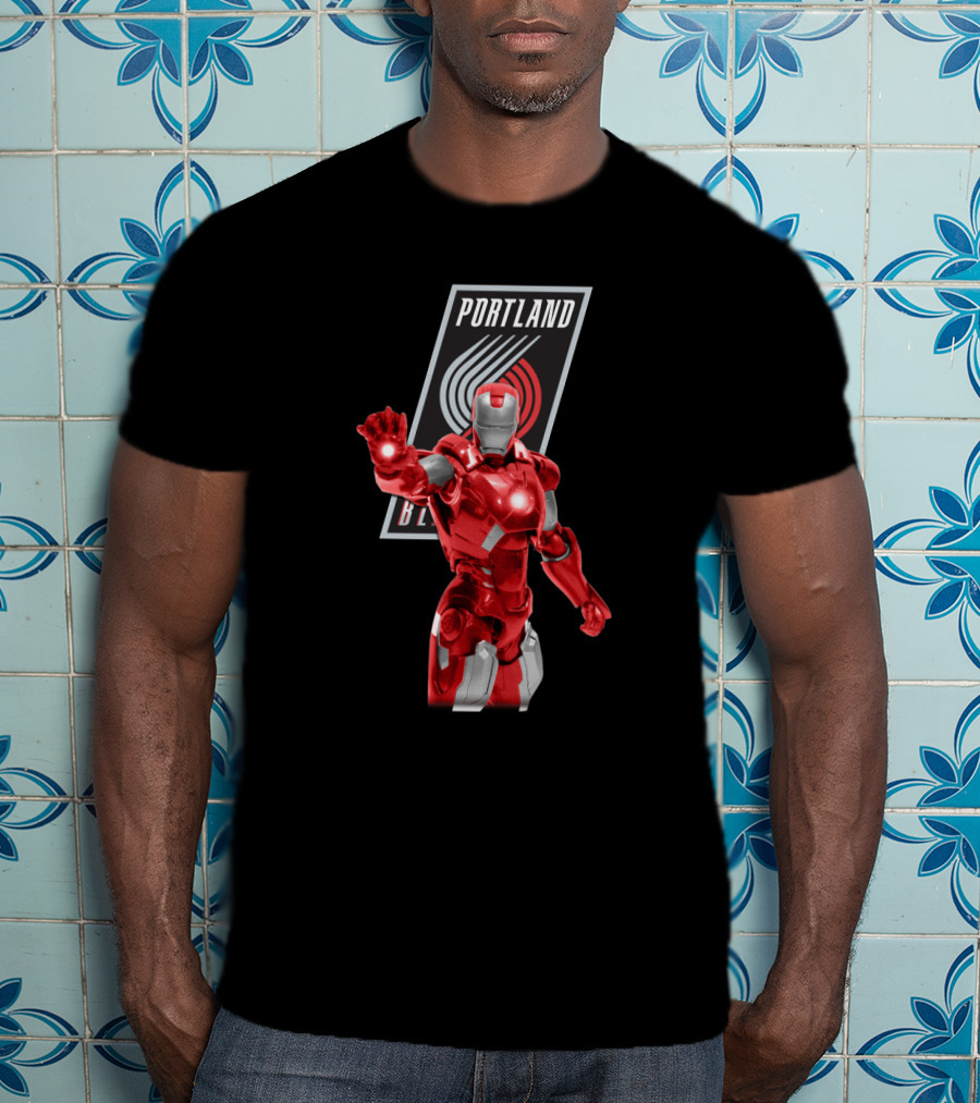 Portland Trail Blazers Iron Man Marvel Crossover Fan T-Shirt