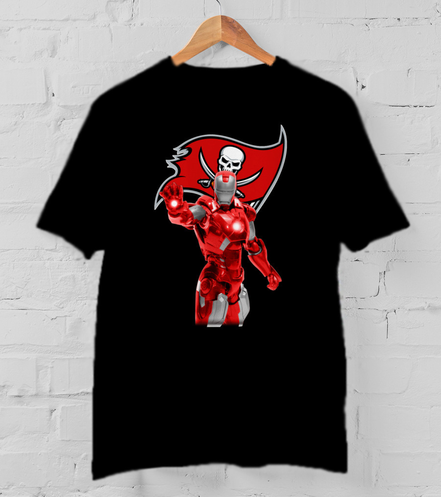 Iron Man Buccaneers Fans Tampa Bay Crossover Marvel Football Enthusiasts T-Shirt