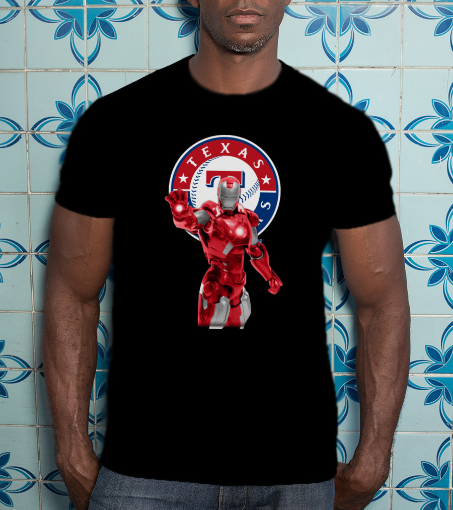Texas Rangers Iron Man Baseball Fusion T-Shirt