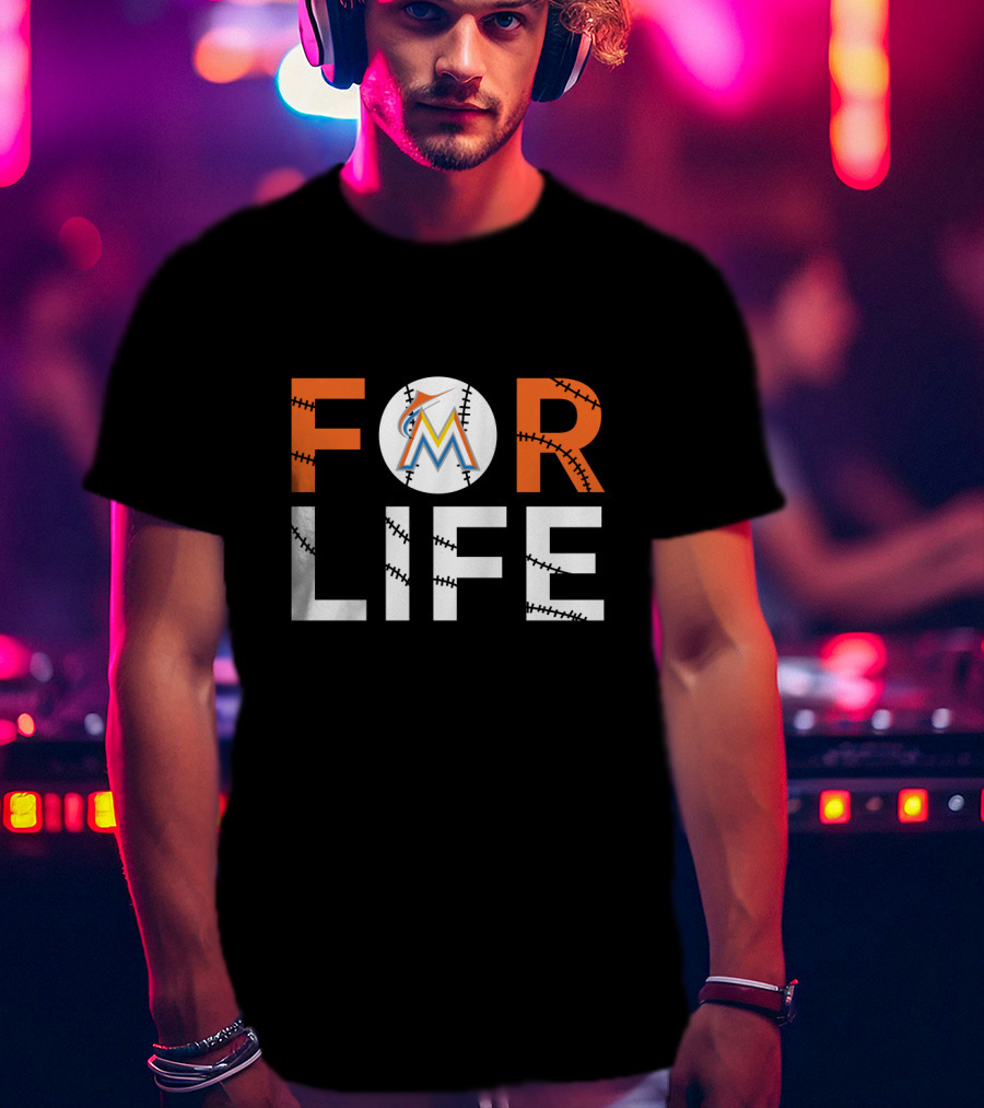 Miami Marlins For Life Baseball Stitch T-Shirt