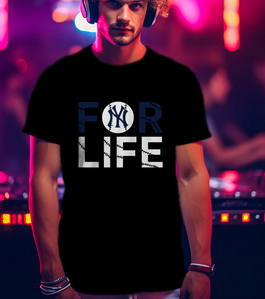 New York Yankees Iconic Logo Baseball Stitching For Life T-Shirt