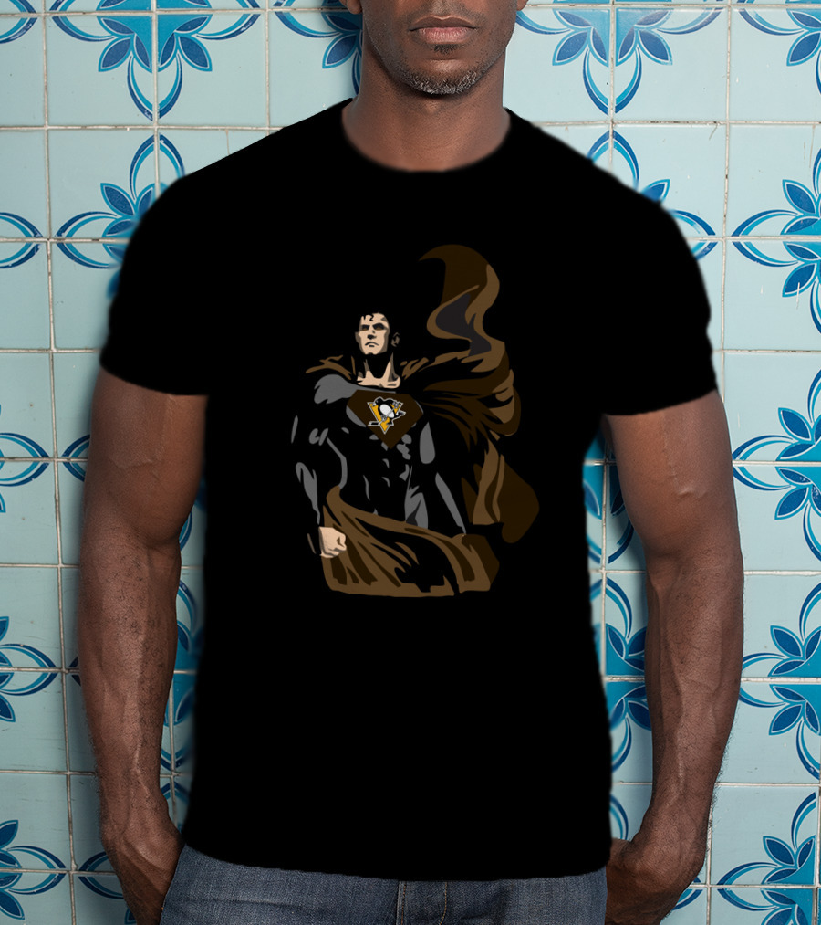 Superman Pittsburgh Penguins Hero Fans Iconic Symbol T-Shirt