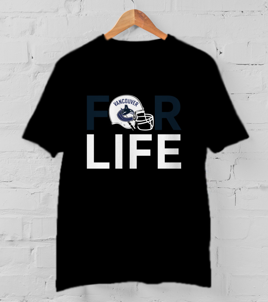 Vancouver Canucks Loyalty Emblematic Text Featuring Iconic Hockey Helmet T-Shirt