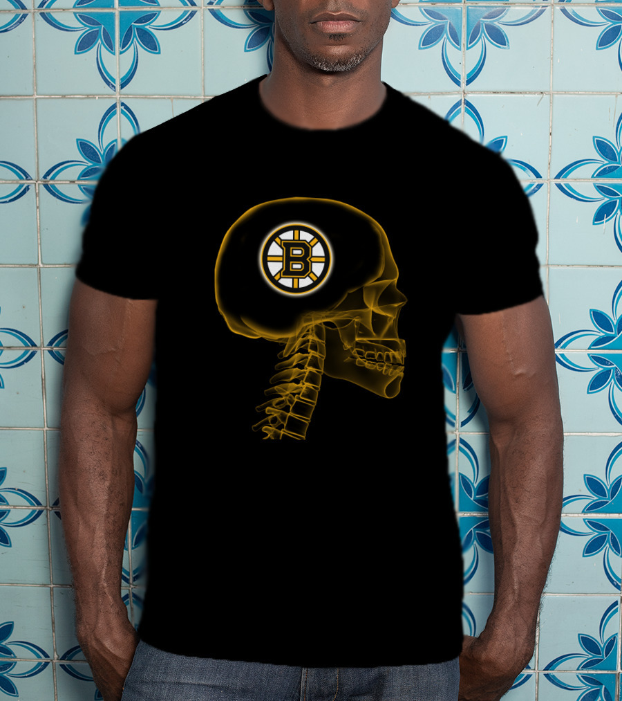 Boston Bruins Skull Logo Halloween Fans Brain Mri T-Shirt