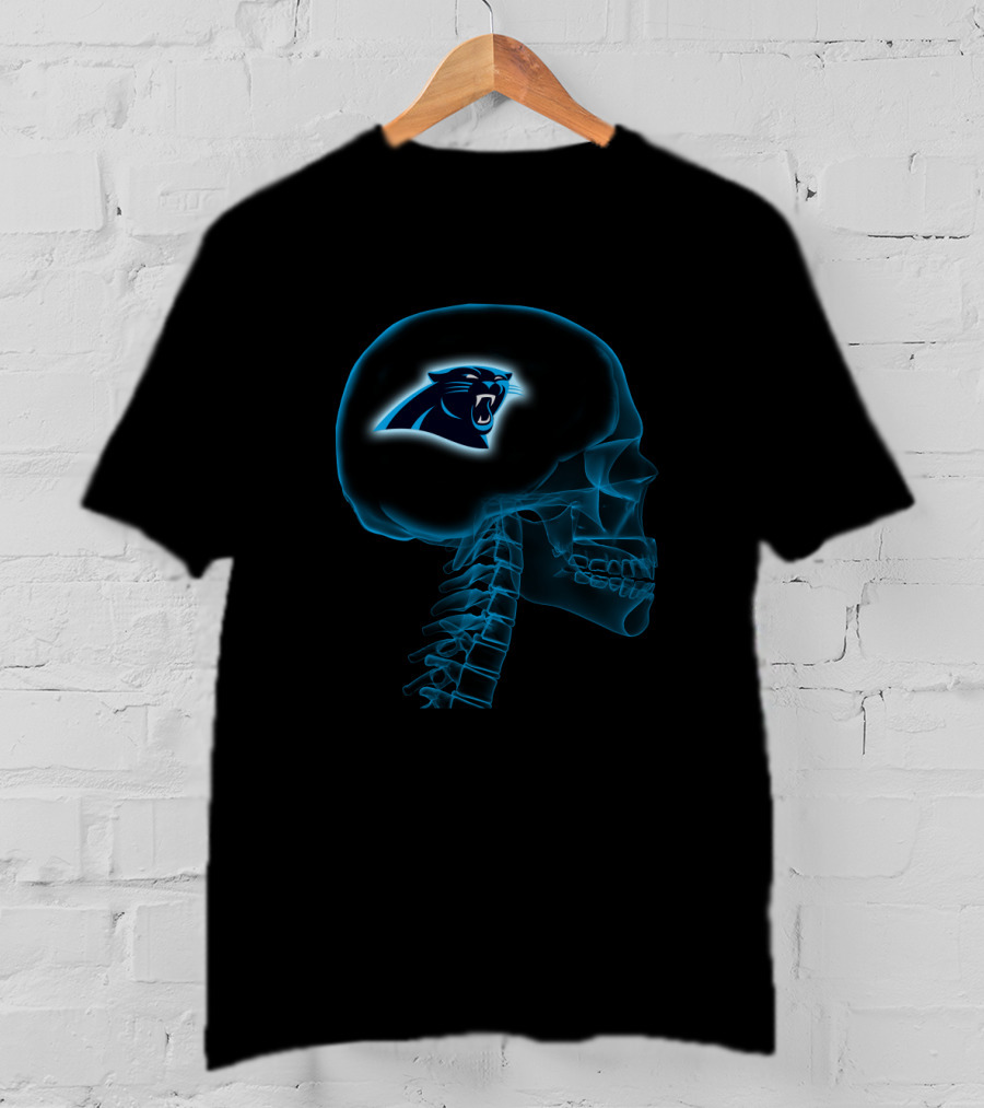 Carolina Panthers Skull Brain Halloween Theme T-Shirt
