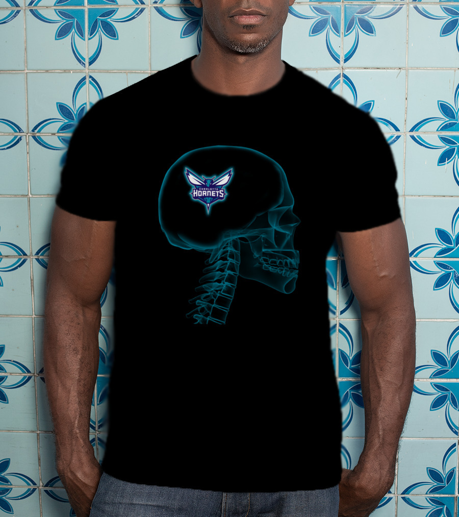 Charlotte Hornets Brain Logo Halloween X-Ray T-Shirt