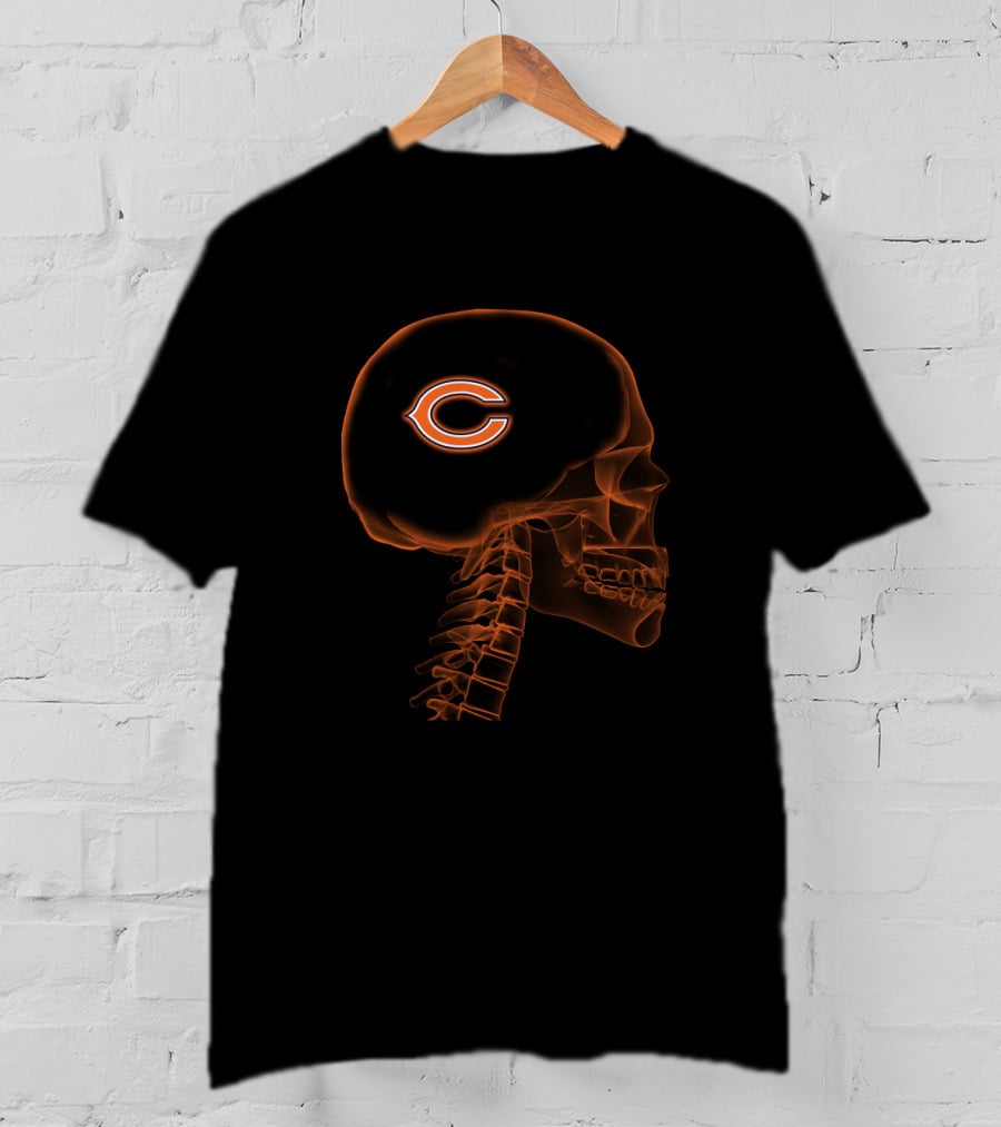 Chicago Bears Skull X-Ray Halloween Brain Fan T-Shirt