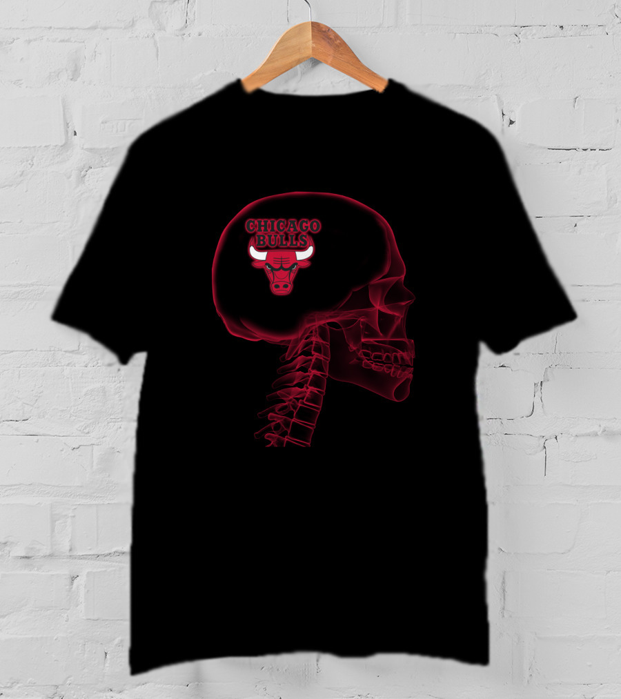 Chicago Bulls Skull Halloween Brain Fan T-Shirt