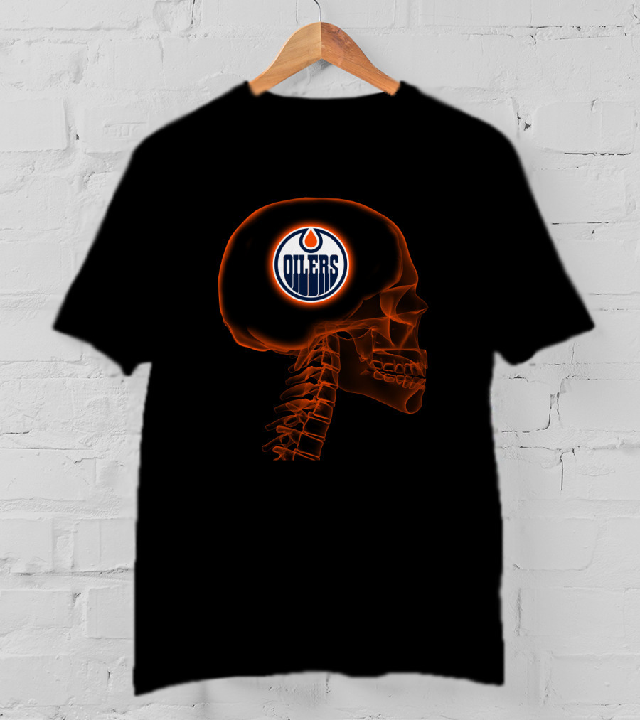 Edmonton Oilers Skull Logo In My Brain Halloween T-Shirt