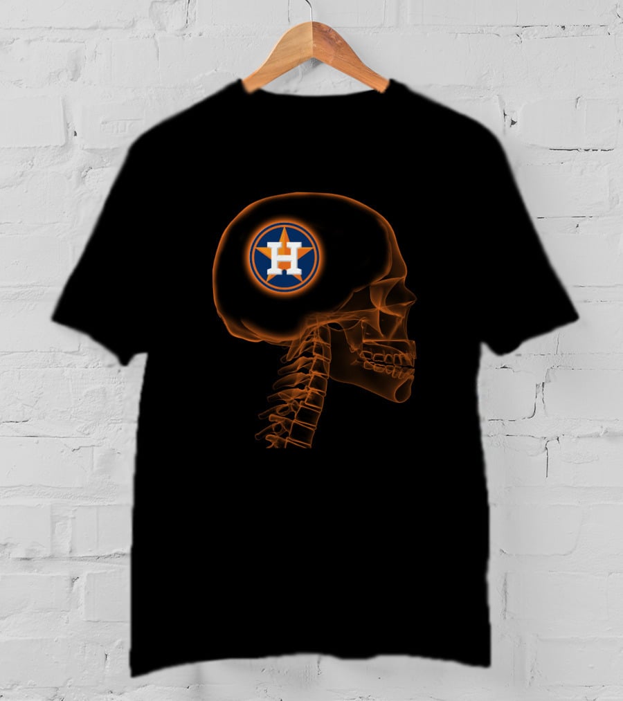 Houston Astros Skull Logo Halloween Brain T-Shirt