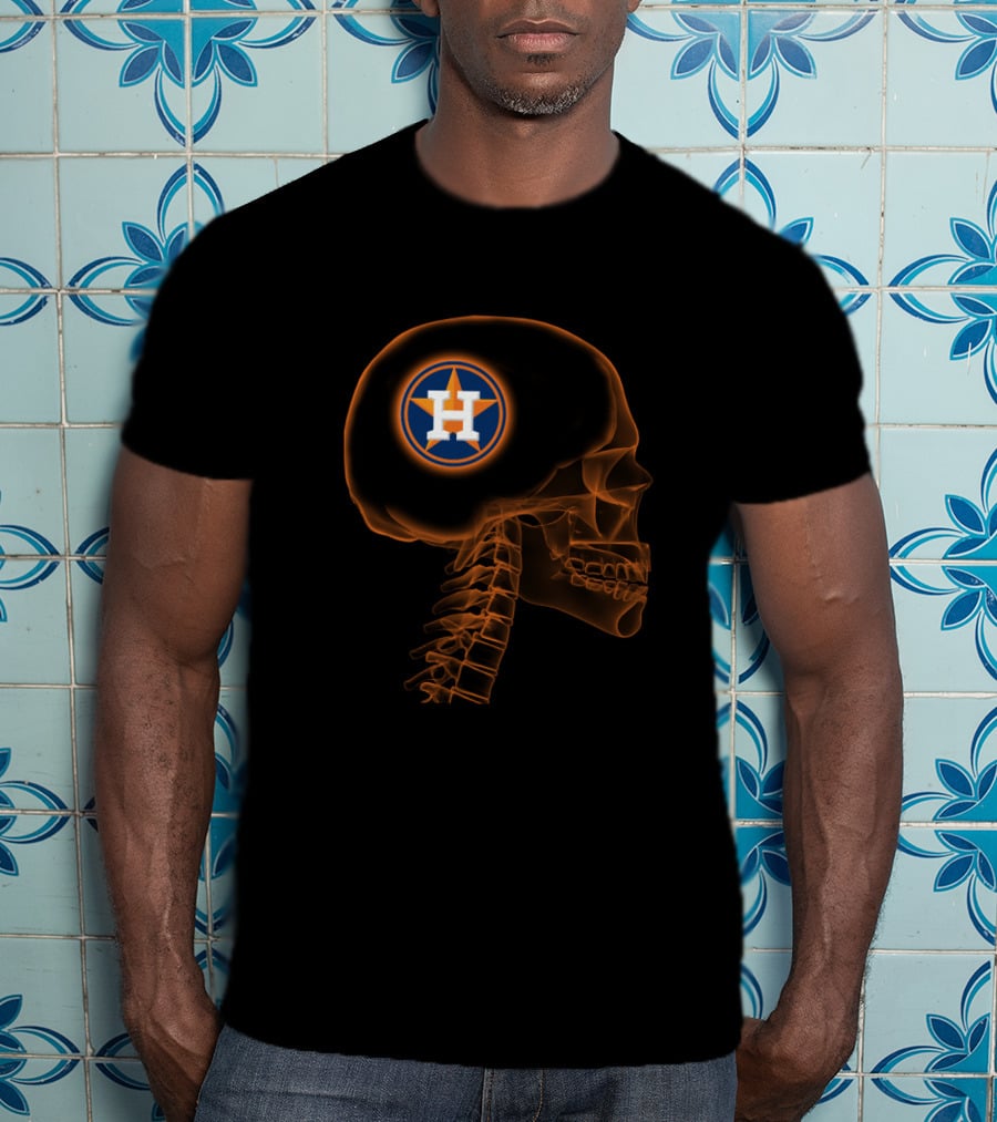 Houston Astros Skull Logo Halloween Brain T-Shirt