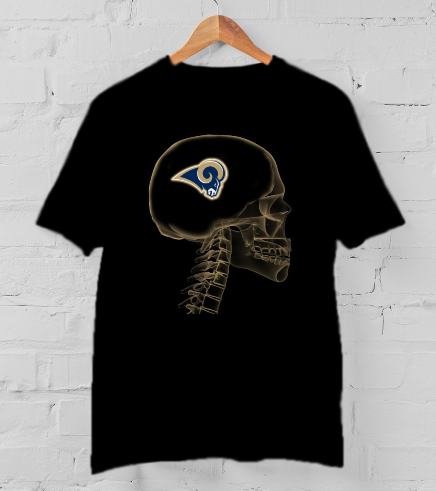 Los Angeles Rams Skull Logo Halloween Brain T-Shirt