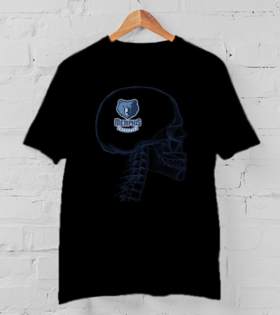 Memphis Grizzlies Brain Logo Halloween Skeleton T-Shirt