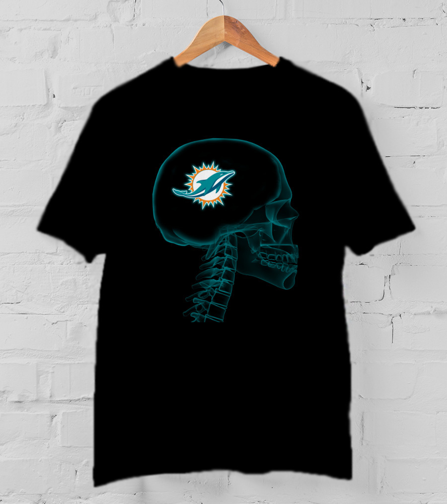 Miami Dolphins Logo Inside X-Ray Halloween Theme T-Shirt