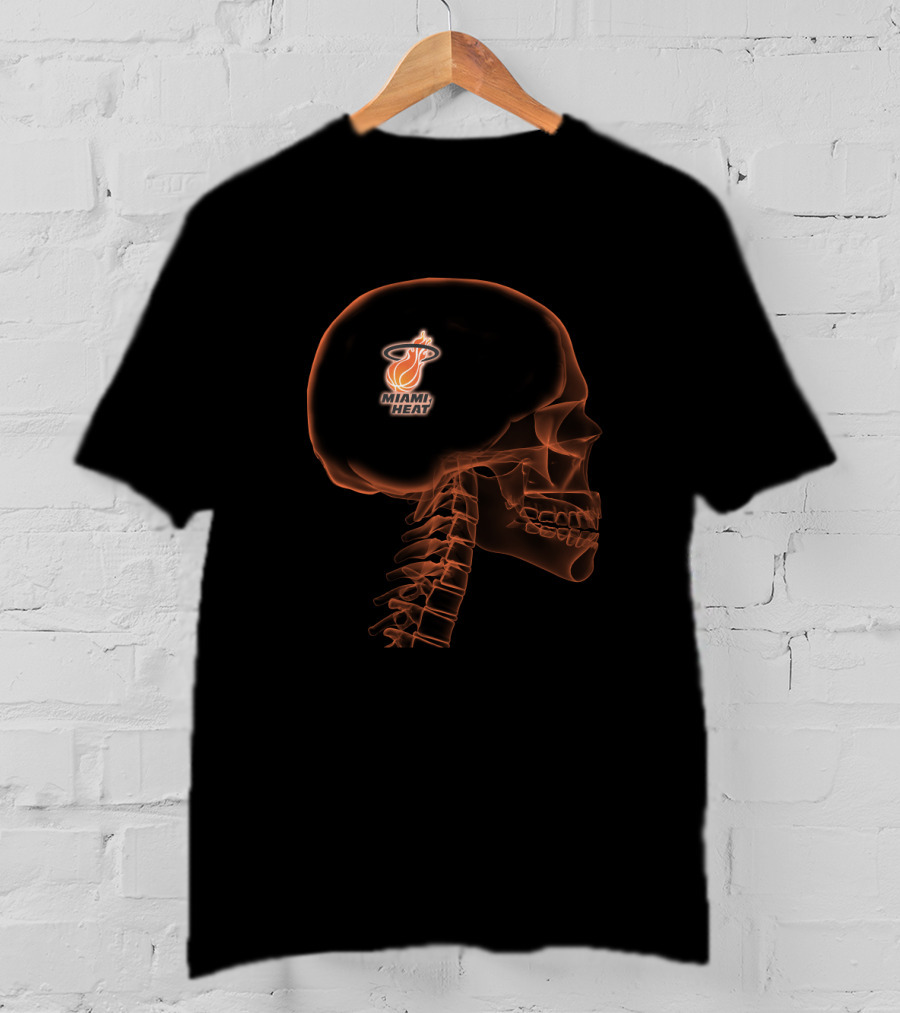 Miami Heat Logo In Skull X-Ray Halloween Brain T-Shirt