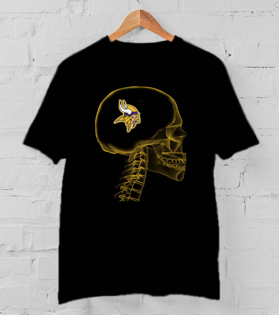 Minnesota Vikings Skull X-Ray Halloween Brain T-Shirt