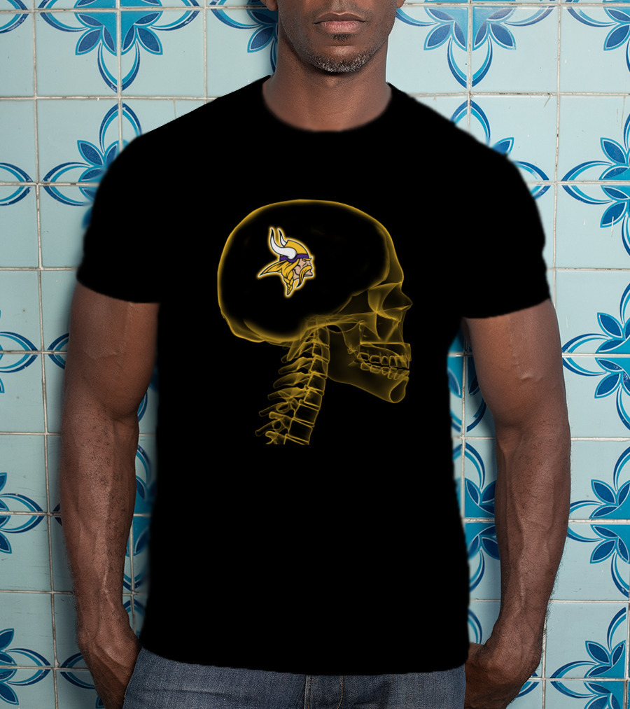 Minnesota Vikings Skull X-Ray Halloween Brain T-Shirt