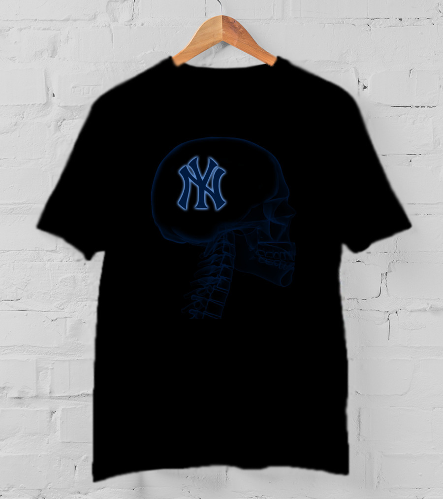 New York Yankees Skull Logo Halloween Brain T-Shirt
