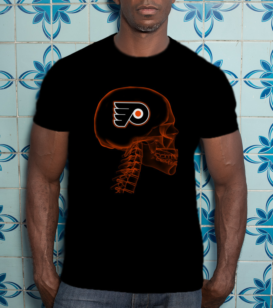 Philadelphia Flyers Brain Halloween Skeleton T-Shirt