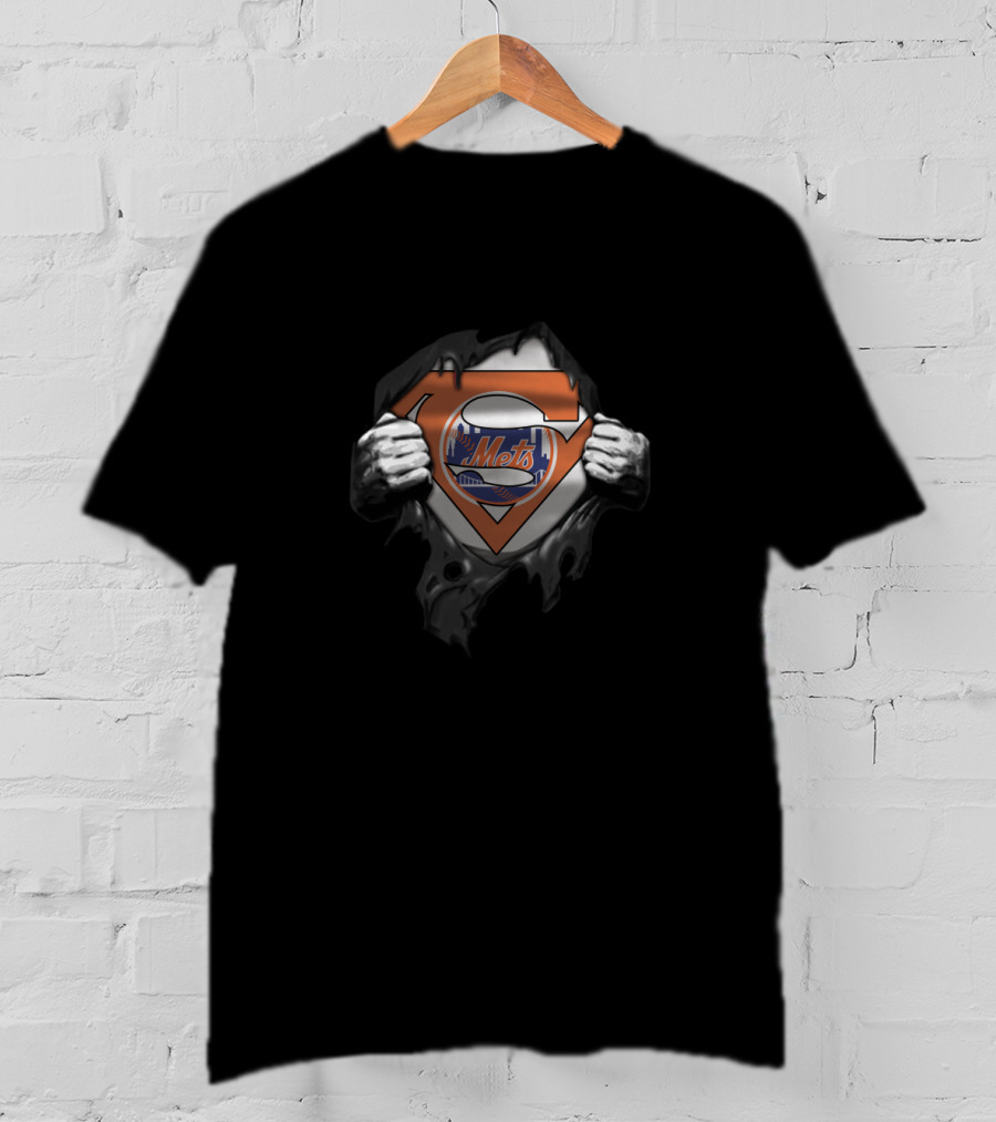 Superman New York Mets Fan Logo Crossover T-Shirt