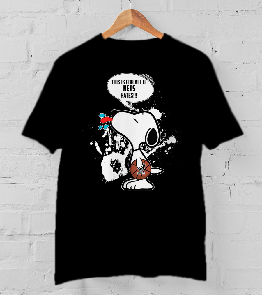 Snoopy Brooklyn Nets Fans Tongue Out Basketball Statement T-Shirt