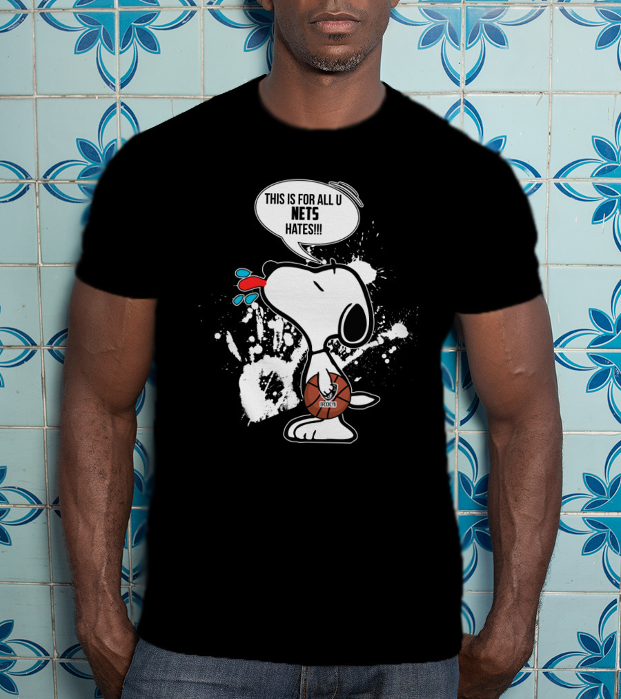 Snoopy Brooklyn Nets Fans Tongue Out Basketball Statement T-Shirt