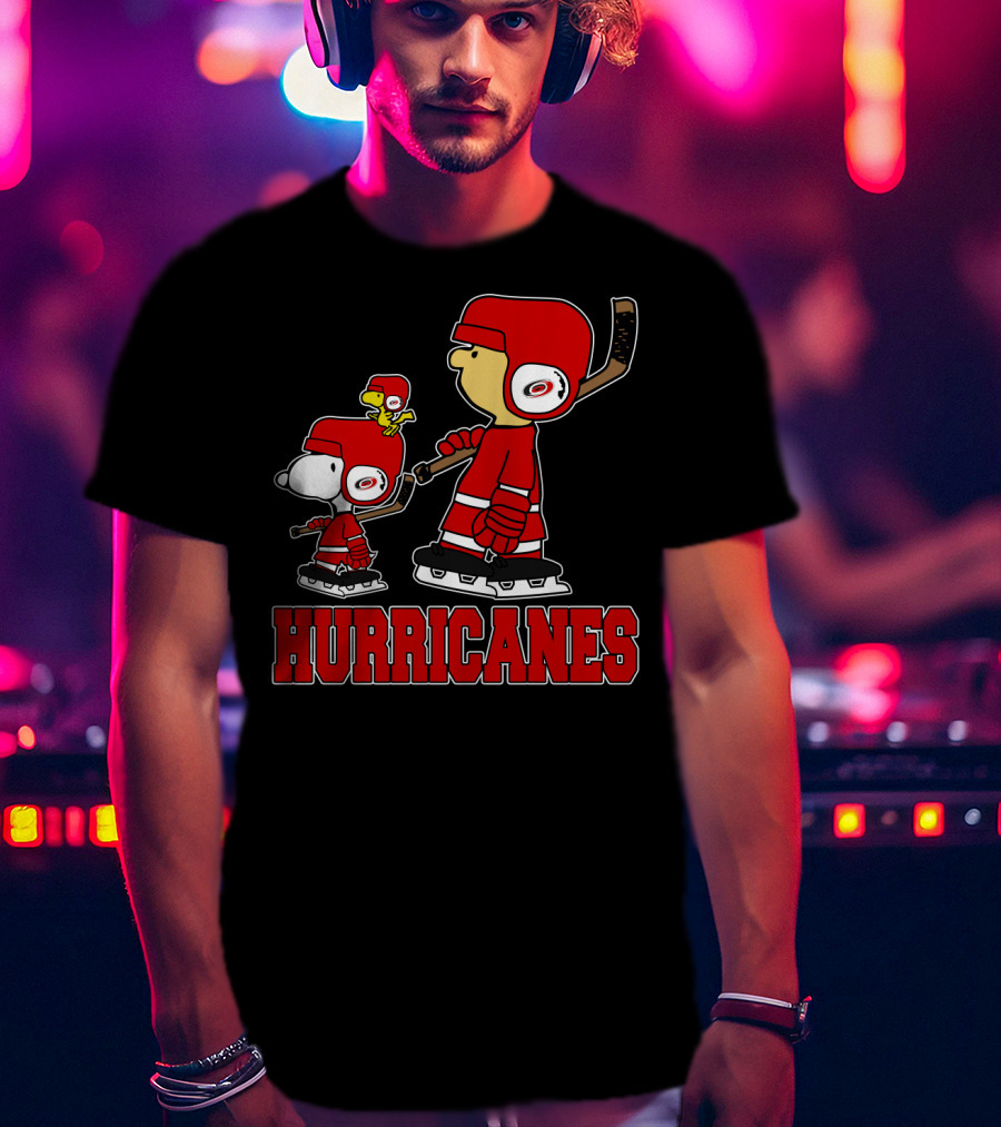 Snoopy Hockey With Carolina Hurricanes Mascot T-Shirt