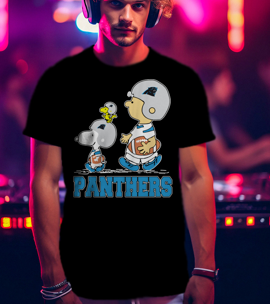 Snoopy Woodstock Charlie Brown Carolina Panthers Fans T-Shirt