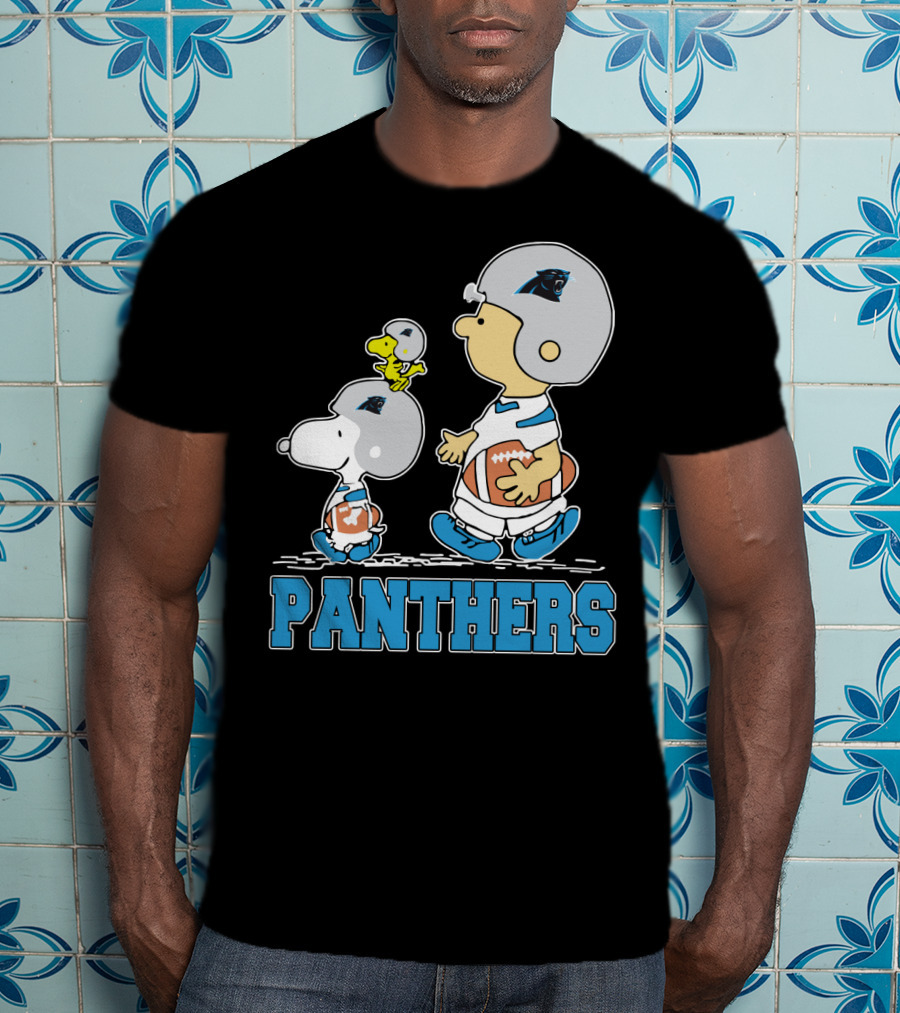 Snoopy Woodstock Charlie Brown Carolina Panthers Fans T-Shirt