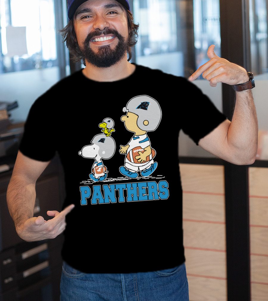 Snoopy Woodstock Charlie Brown Carolina Panthers Fans T-Shirt