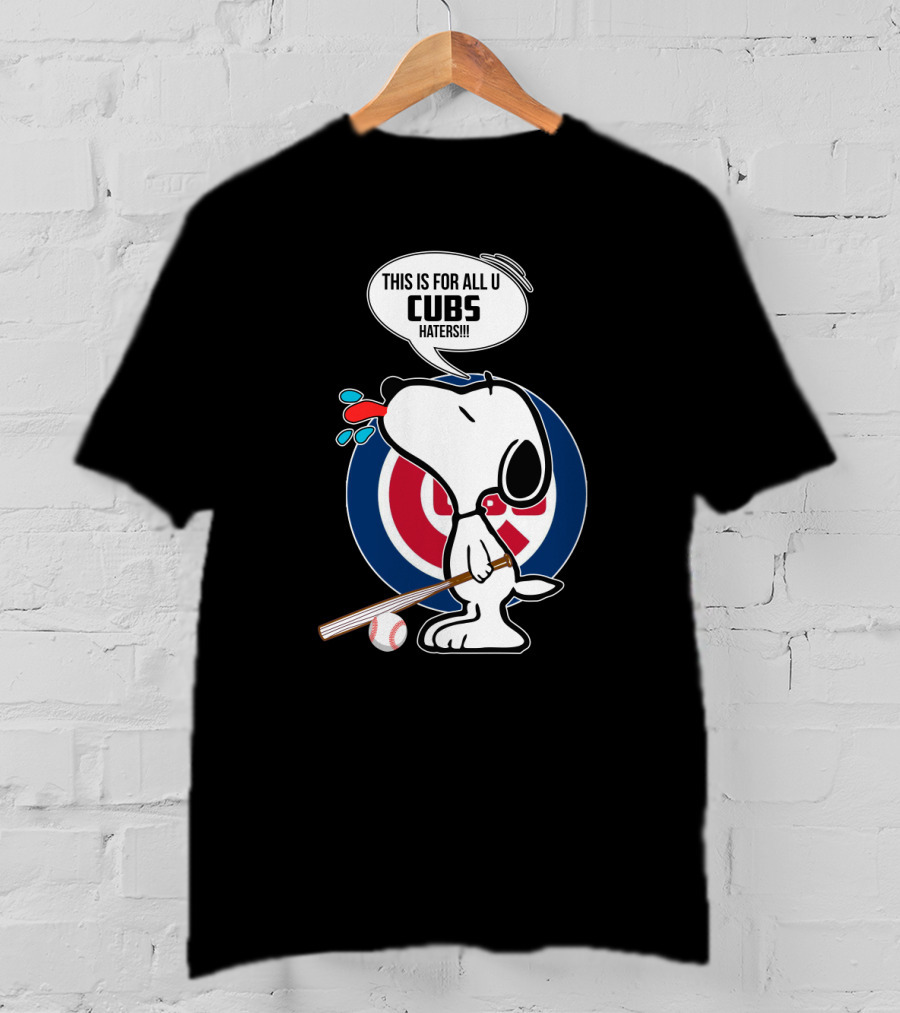 Snoopy Cubs Haters Cartoon Baseball Fan Fun T-Shirt