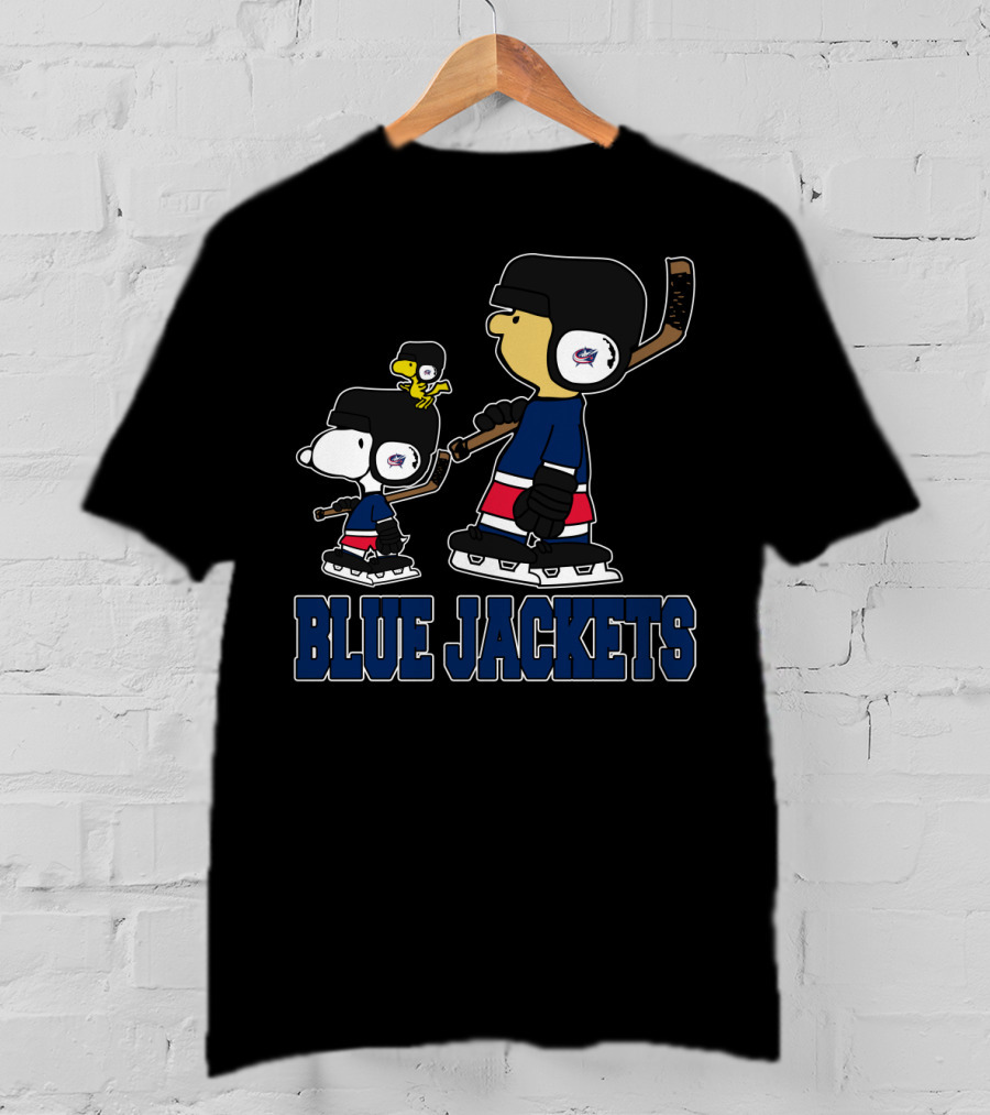 Snoopy And Woodstock With Columbus Blue Jackets Hockey Fans T-Shirt