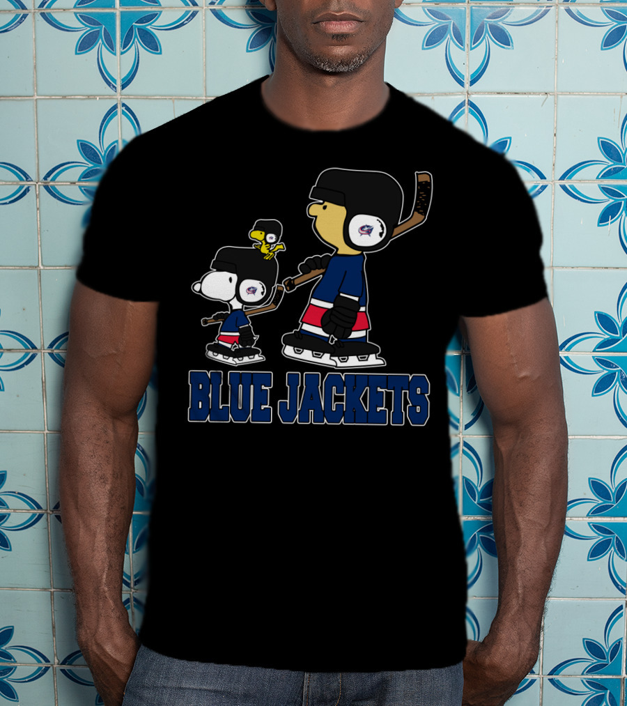 Snoopy And Woodstock With Columbus Blue Jackets Hockey Fans T-Shirt