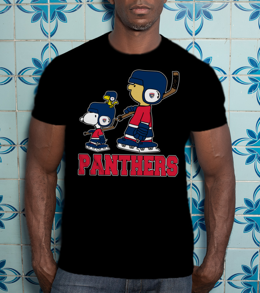 Snoopy And Friends Supporting Florida Panthers Hockey Fans T-Shirt