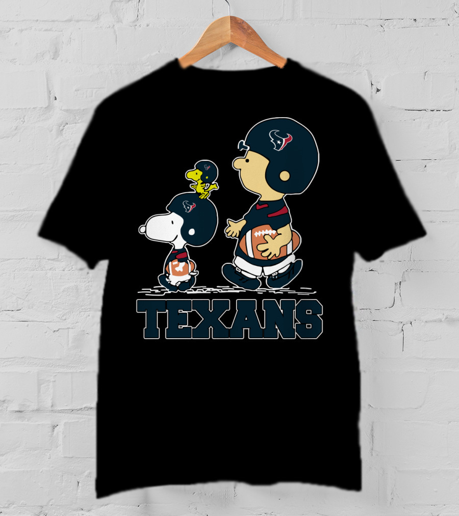 Snoopy Woodstock And Friends With Houston Texans Football Fans T-Shirt