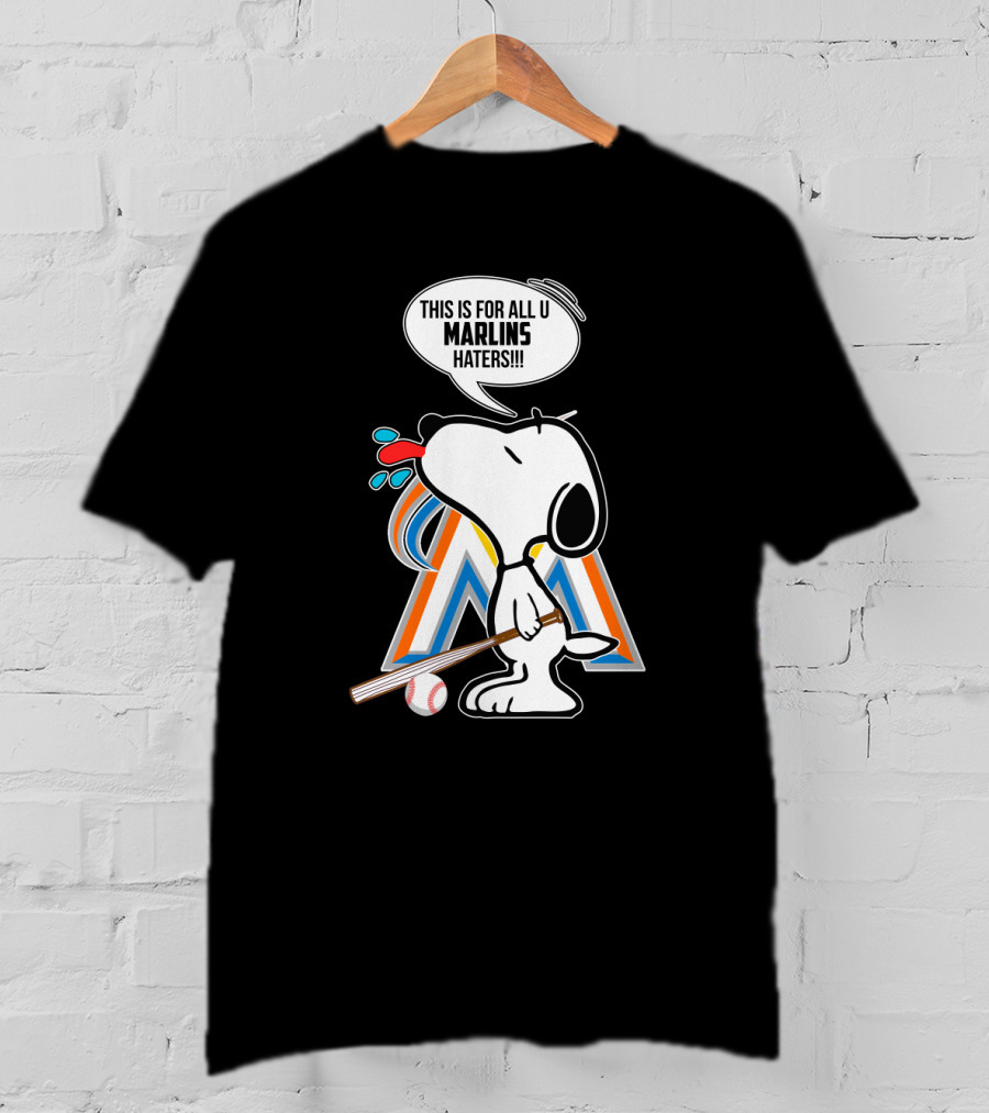 Snoopy Baseball Fan Spitting At Miami Marlins Haters T-Shirt