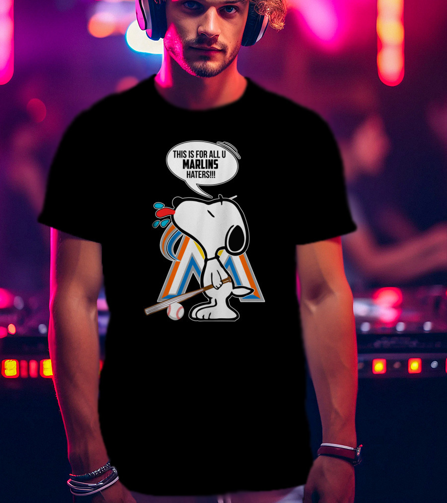 Snoopy Baseball Fan Spitting At Miami Marlins Haters T-Shirt