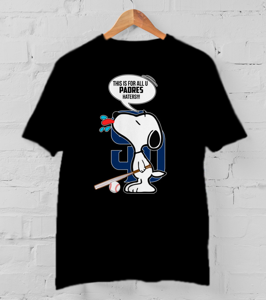Snoopy Padres Haters Speech Bubble With Baseball And Bat T-Shirt